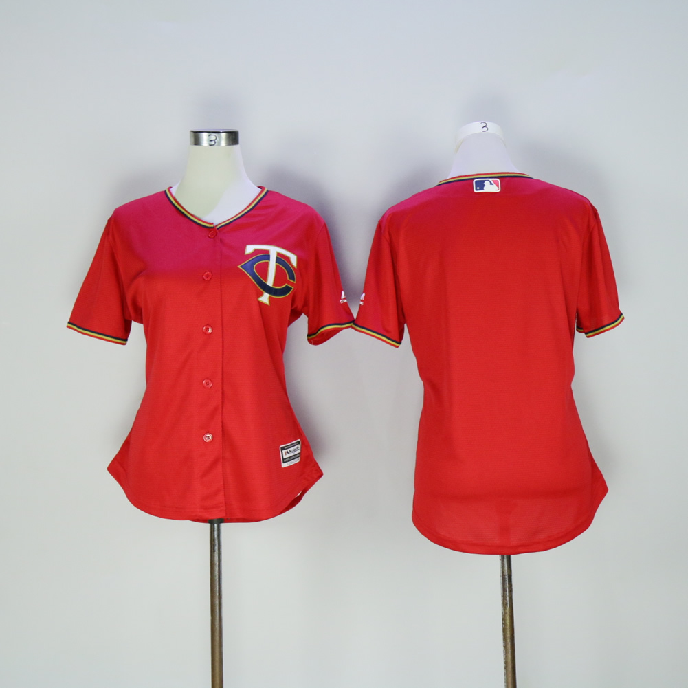 Women Minnesota Twins Blank Red MLB Jerseys->women mlb jersey->Women Jersey